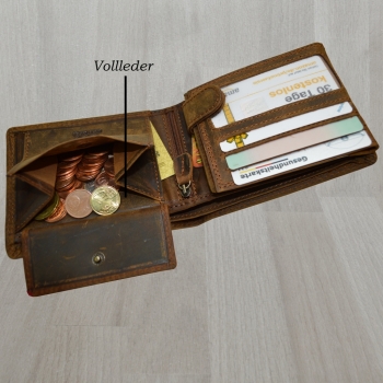 flevado Herren Angler Geldbörse Fisch Motiv Vollleder RFID Schutz